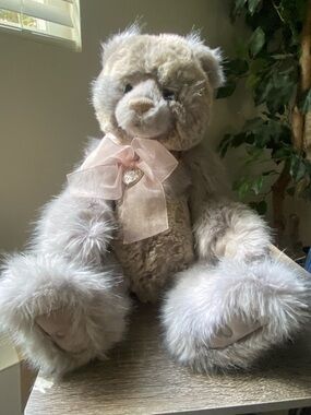 Charlie Bear 18” Plush, Light Gray Bear, Great Condition And Quality